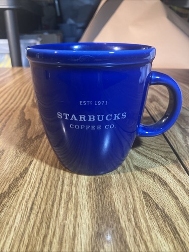 Tazza tè caffè Starbucks 2002 barista blu cobalto est 1971 porcellana da collezione - Foto 2 di 5