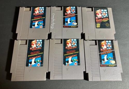 Vintage 1980s NES Nintendo SUPER MARIO BROS & DUCK HUNT Original Game LOT of 6