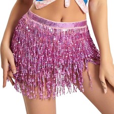 Pailletten Rock Rosa F&uuml;r Damen &ndash; Pinker Glitzer Rock 4-Lagig 220cm H&uuml;fttuch, ...