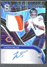 2021 Panini Spectra - Justin Fields Aspiring Patch Autographs Neon Blue /25