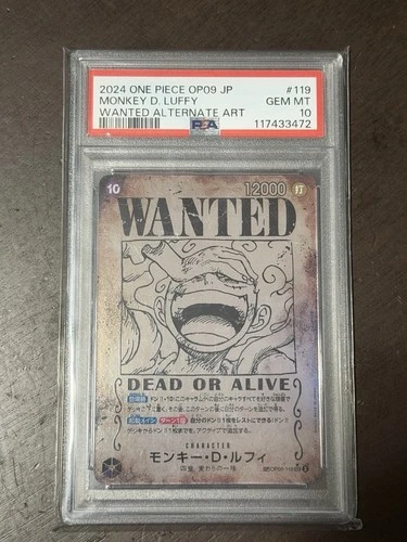 2024 One Piece OP09 JP Wanted Alternate Art #119 Monkey D. Luffy PSA 10 GEM MINT