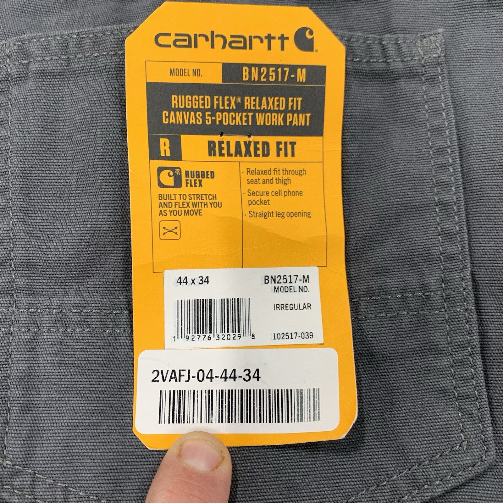 NWT Carhartt 44x34 BN2517-M Charcoal Gray Pants thumbnail 2