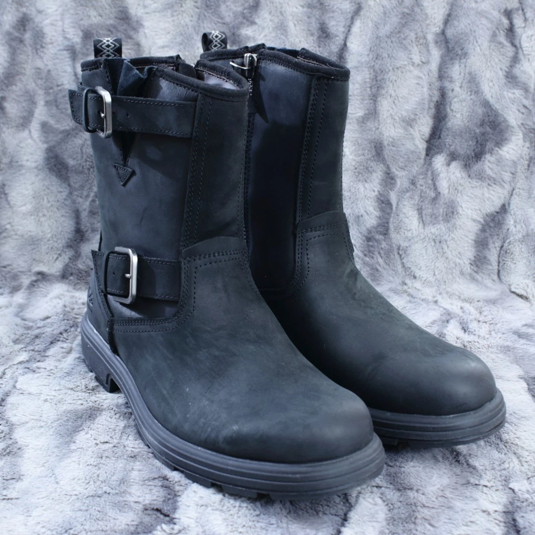 UGG Biltmore Black Leather Mid Calf Moto Boot Men's Shoes Size 9.5 D
