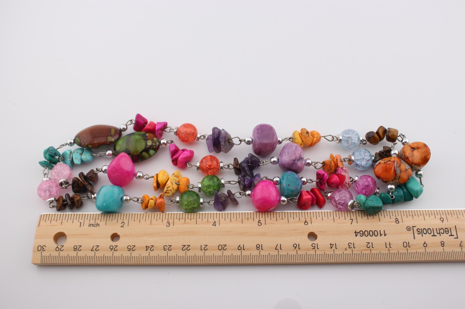 Large statement mixed bead stone plastic glass ne… - image 8