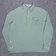 Criquet Players Shirt Large Green Long Sleeve Polo Pique Organic Cotton Golf