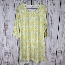 Lulu B Dress UPF 50 Palm Tree Yellow /Green Dress Cruise Resort Vacation Sz L