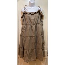 Old Navy Tiered Ruffle Midi Dress XXL Taupe Brown Adjustable Straps Coastal Boho