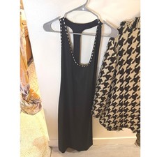 Nasty Gal T Back studded dress goth bikercore metalcore rave dress streetwear Lg