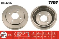 2X TRW Bremstrommel DB4226 FüR Nissan K11 Micra 2 16V HK11 AK11