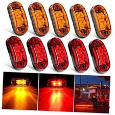 2.5 Inch Oval Side Marker Light 10PCS 2 Diode LED Amber/Red 10PCS -Universal