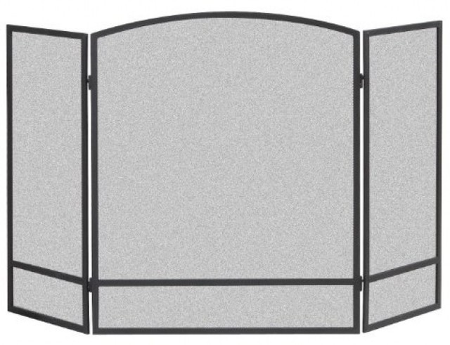 3 Panel Arch Screen Double Bar Fireplace Steel Gray Modern Design
