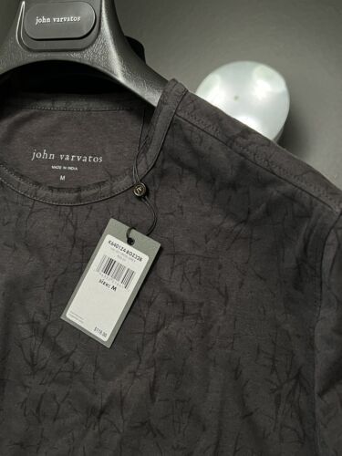Camiseta de lujo John Varvatos para hombre - gris hierro - bordes de corte crudo - nueva con etiquetas - Imagen 3 de 15