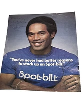 Rare Authentic Vintage 1970s Hand-Signed OJ Simpson Hyde Spot-Bilt Ad Autograph