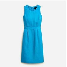 J. Crew Dress Re-Imagined Structured Linen Blend Sheath Monaco Blue 12 s1