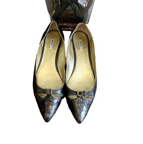 $450 MIU MIU 5X8460 Neon Blue Patent Designer Strappy Flat Sandals