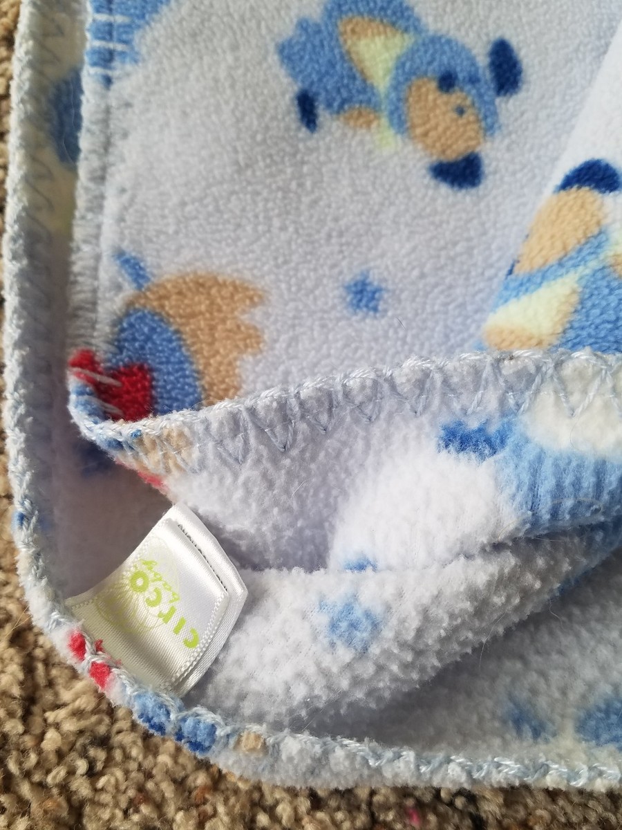 Circo Blue Fleece Baby Blanket Puppy Dog Print Stitched Edge