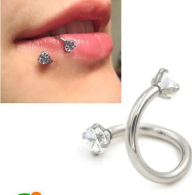 Stainless Steel Nose Rings Spiral Twisted Barbell Earrings Labret