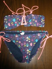 American Eagle Outfitters Bikini Top  Bottom Purple with design Size Small