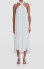 $495 Halston Women's White Karsyn Gathered Halter Dress Size 4