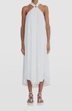 $495 Halston Women's White Karsyn Gathered Halter Dress Size 4