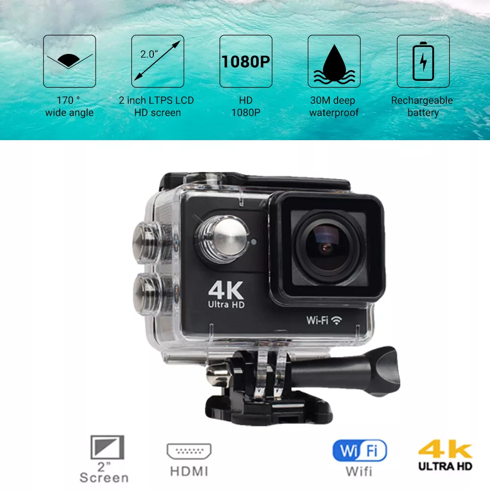 Original H9 Action Camera Ultra HD 4K / 30fps WiFi 2.0 170D Gopro Sport  Camera