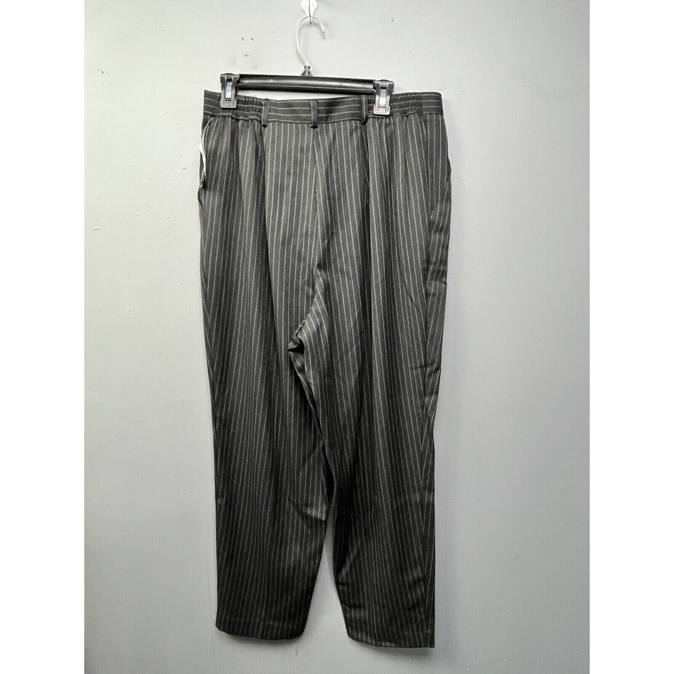 Worthington Trousers Womens Plus Size 18W Grey Pinstripe Dress Slacks