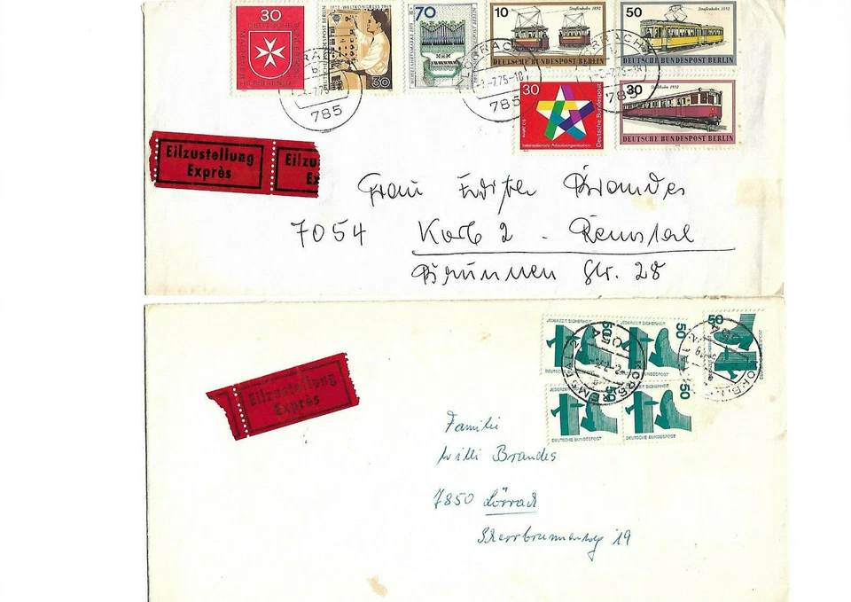 Lot 8x BRD diverse Briefe mix R-Zettel V-Zettel Eilzustellungen Expres ; 60524 - Bild 4 von 4