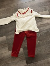 Janie And Jack Girl 2-piece Red velvet pants SET 12 18