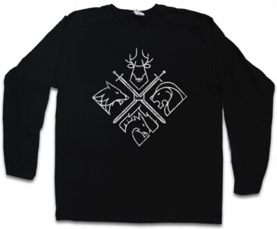 HOUSE EMBLEMS HERREN LANGARM T-SHIRT Game of Swords Houses Thrones Wolf Stark
