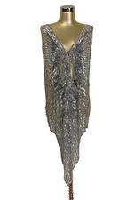 Deco Haus 1920s Art Panel Draped Tabard Gown Blow-Up Dress satin slip  luxe box