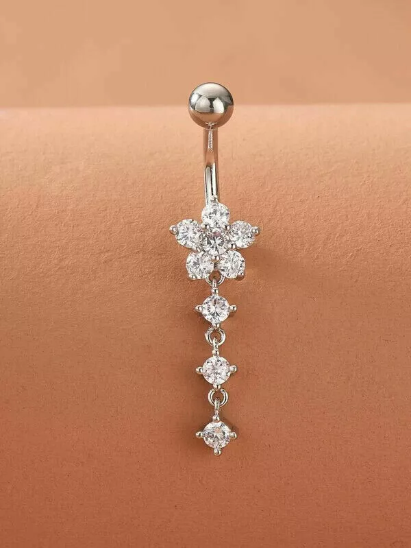 1PC CZ Navel Rings Belly Button Rings Surgical Steel Dangle Belly