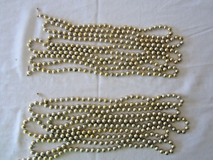Lot of 2 - GOLD SHINY Plastic BEAD Garland Rope Strands Christmas Crafts Holiday