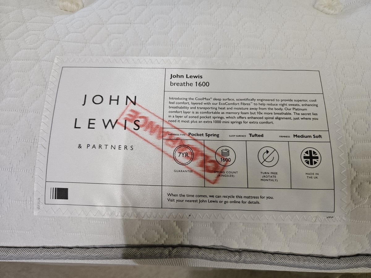 John Lewis Breathe 1600 Pocket Spring Mattress, Soft/Medium
