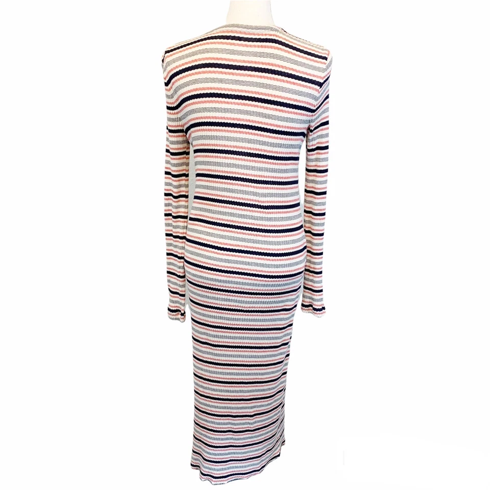 Three Dots Womens Medium Nenita Snap Button Down Cardigan Long Striped Ribbed - Image 4 of 4