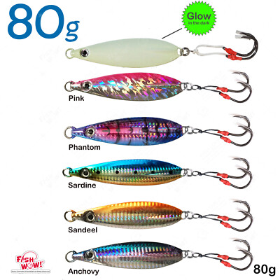 80g Fish WOW! Flat Fishing Fall Vertical Knife Jig trolling vertical bait New