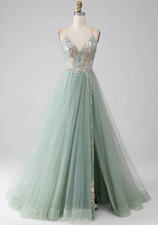 Brand new A line beaded light green wedding/prom dress 38-31-41.25, 60 length
