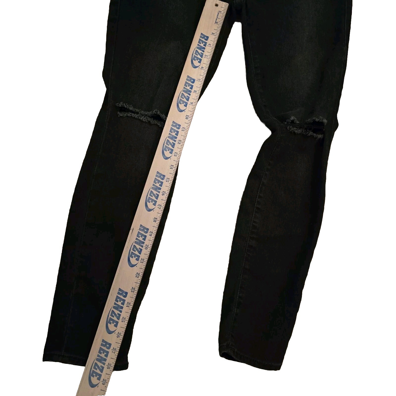 True Religion DIBD Quest Black Legging Jeans Size 32 RN#112790 Destroyed Knees thumbnail 3