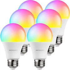 Merkury Smart 6 Pack Wi-Fi LED Smart Light Bulb Works Alexa Google Home