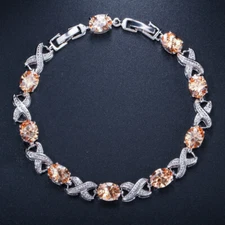 Elegant Chamgpagne Cubic Zircon Austrian Crystal Charm Bracelet for Brides Women