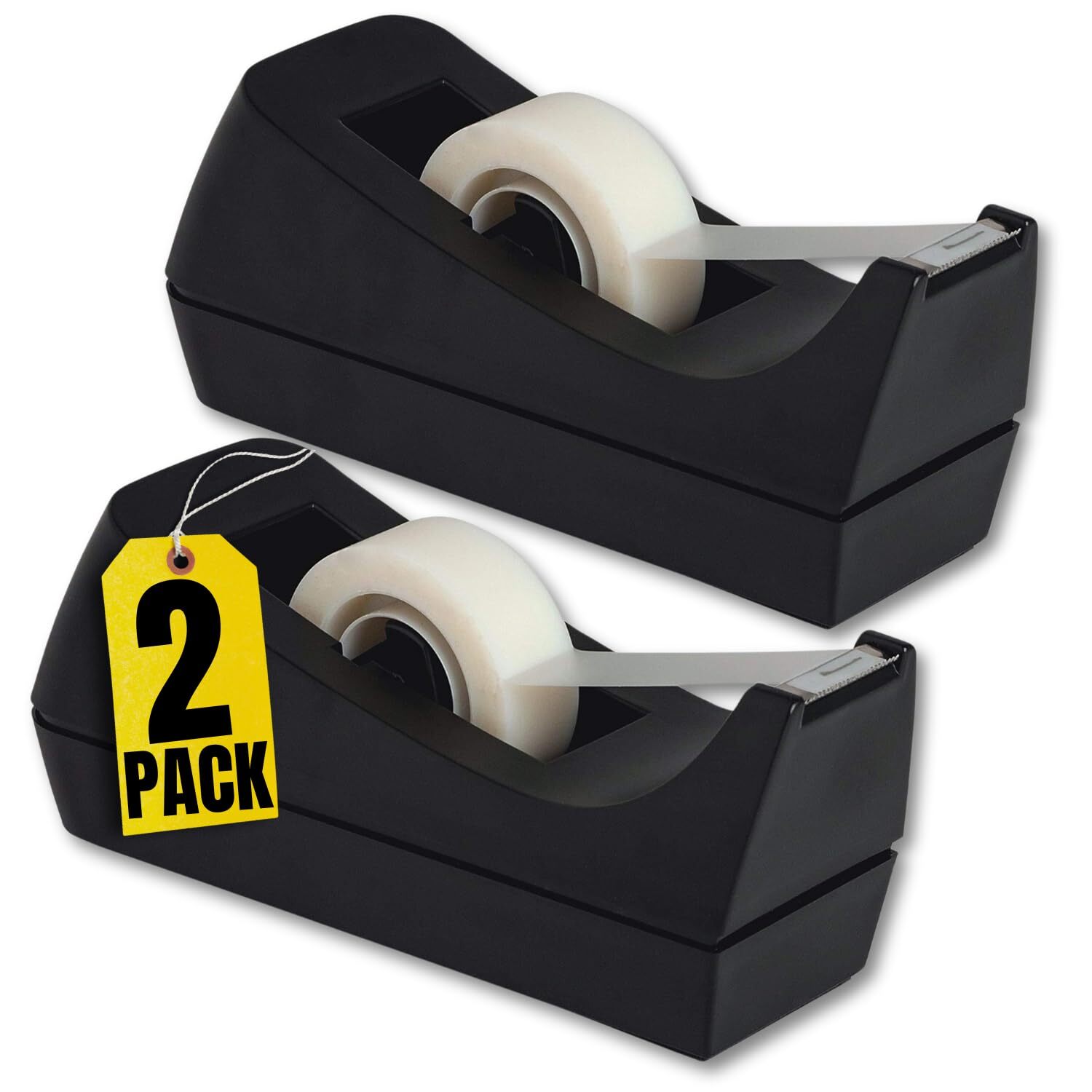 1InTheOffice Tape Dispenser Desk, Desktop Tape Dispenser, Black 