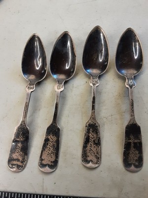 4 Sterling Silver Serving Spoons Cowell Bros antique