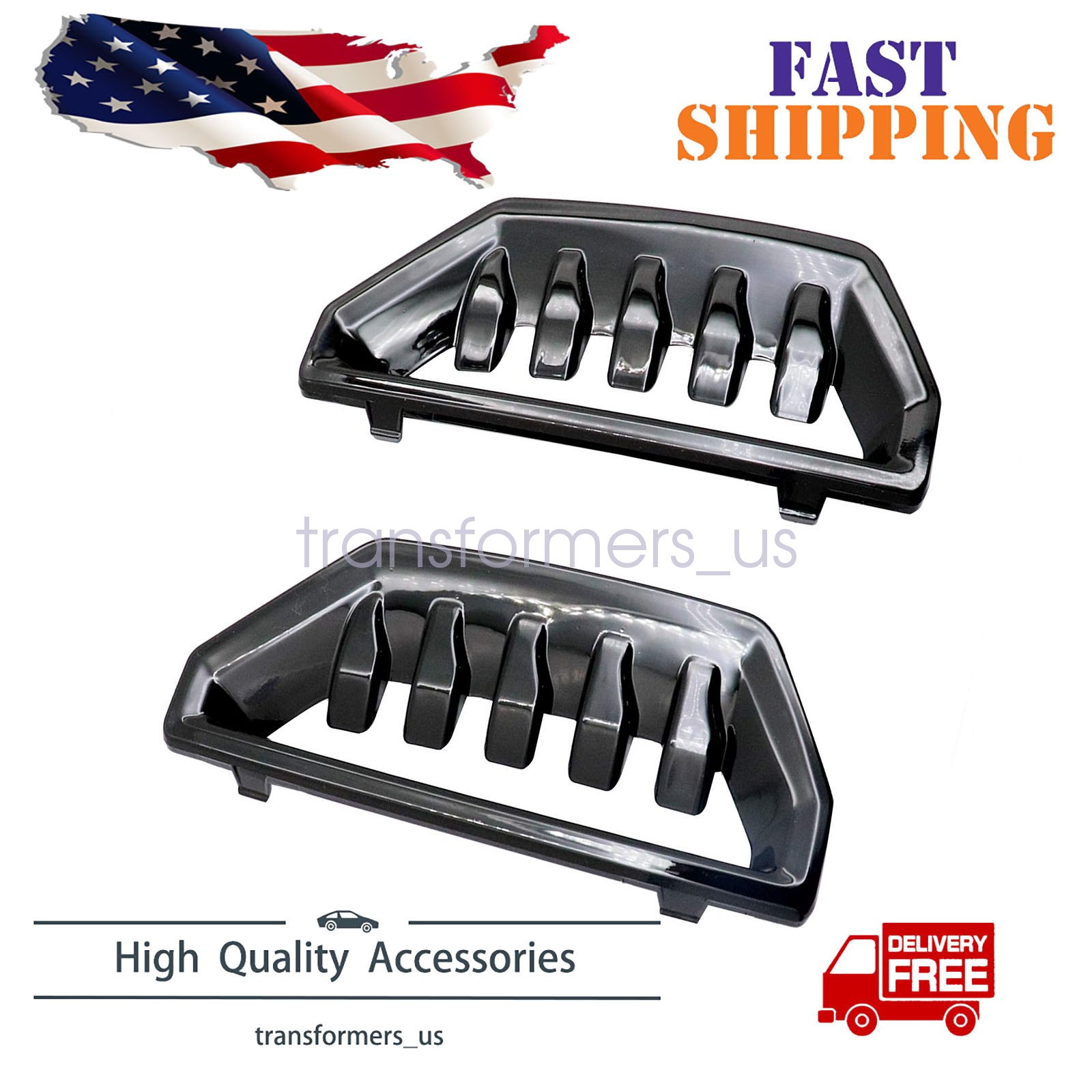 For GMC Sierra 1500 22-25 Upper Pair Bumper Grilles Front Driver&Passenger Side