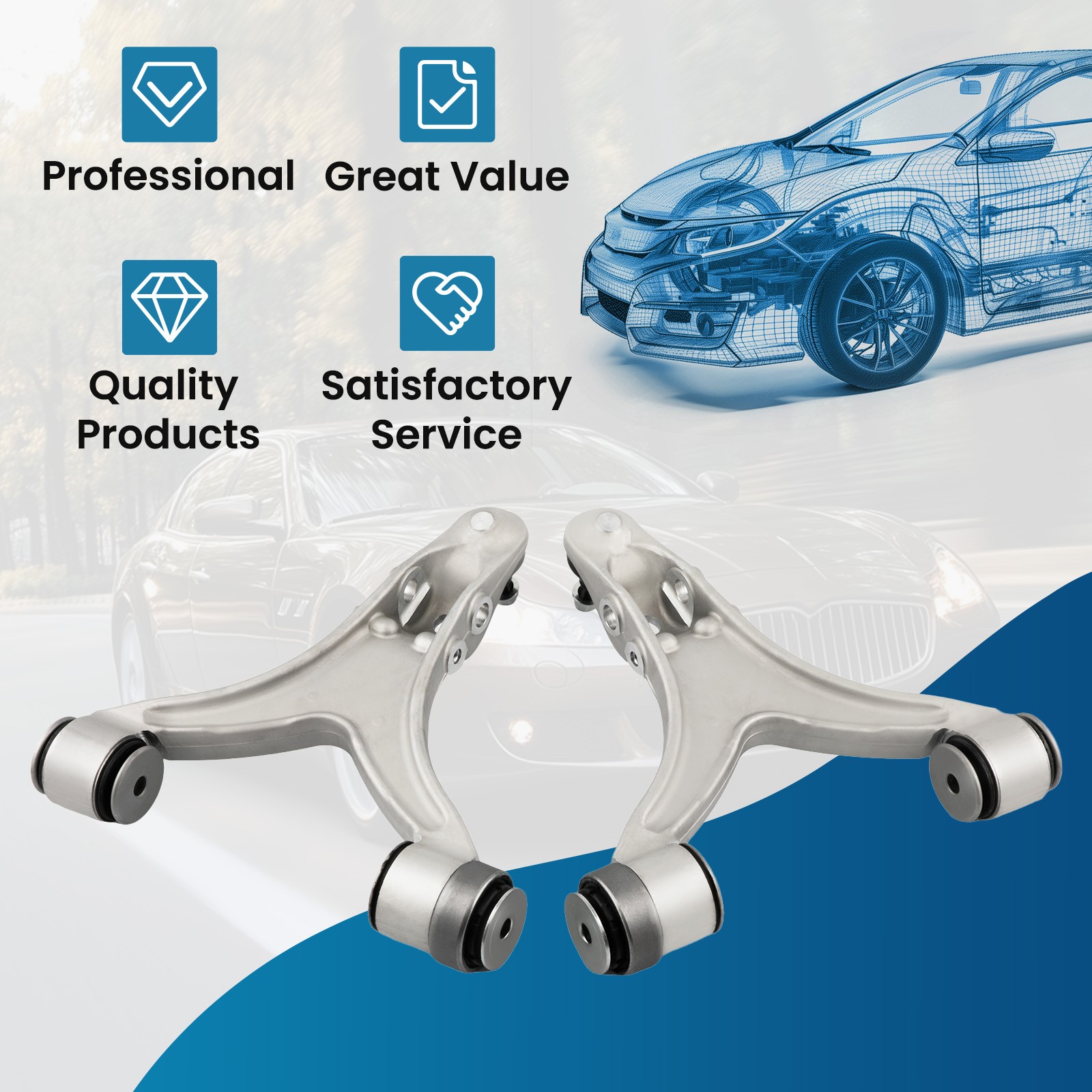 Maserati Quattroporte 2008-2013 Front Left Lower Control arms Set