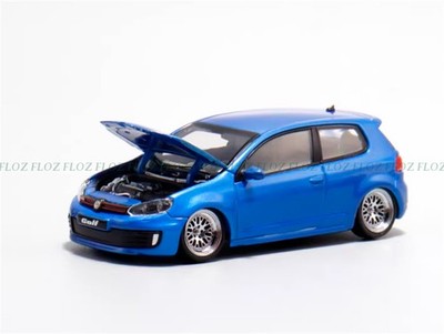 Max well Volkswagen Golf GTI 6th generation Blue BBS wheel low stance 1:64 model