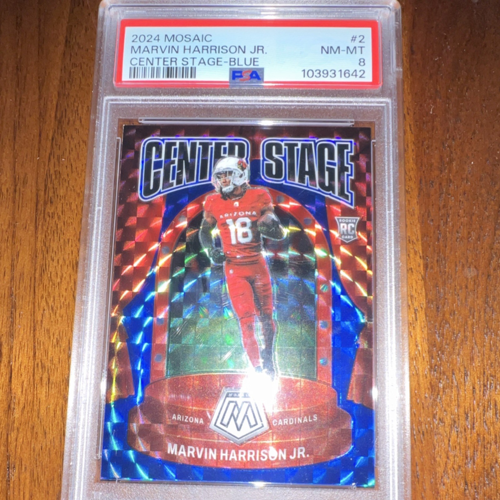 Panini Mosaic Center Stage Marvin Harrison Jr. Blue Prizm #2 PSA 8 2024