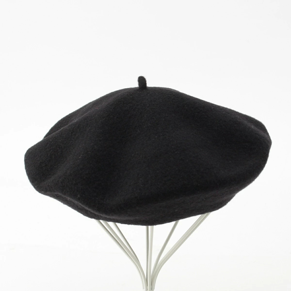 Chanel 98P Wool Coco Mark Embroidered Handwritten Tag Beret Black 57 *Pqb1129 thumbnail 7
