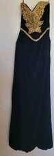 vintage velvet Victor costa black gold embroidery gothic cocktail dress/union