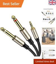 Image of 2M 3.5mm to 6.35mm Audio Cable - Braided Gold-Plated Y Splitter Adapter