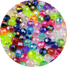 300Pcs 8Mm Acrylic Faceted round Beads AB Colors Glossy Acrylic Beads round Spac