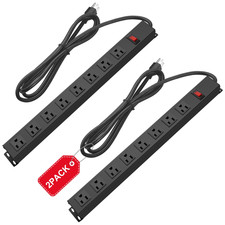 Hhsoet 2Pack Metal 8 Outlet Mountable Power Strip Wall Mount Outlet Heavy Duty